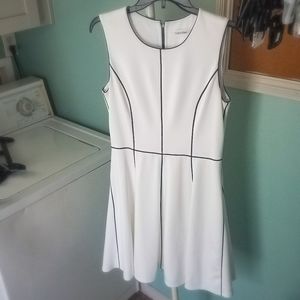 White with black stitching Calvin Klein dress